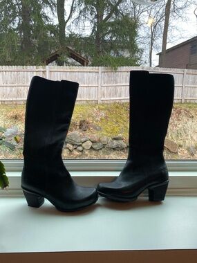 John Fluevog Black Leather Heeled Boots